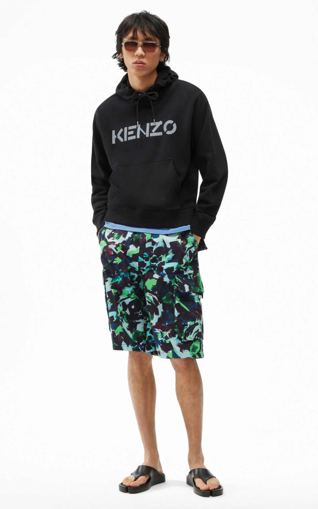 Kenzo Logo Sudaderas Con Capucha Hombre Negras | 4123759-ZN